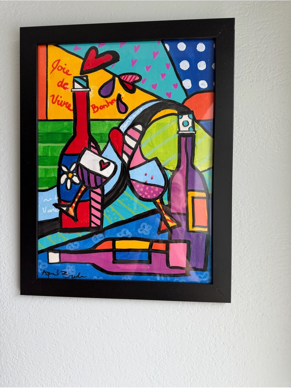 Original ABSTRACT painting POP ART wine vino 9x12  one of a kind